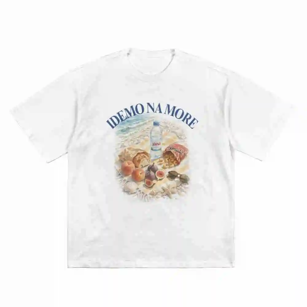 Idemo Na More Balkan Summer Croatia Adriatic Slavic Short Sleeve Tee 100% Cotton T-Shirt