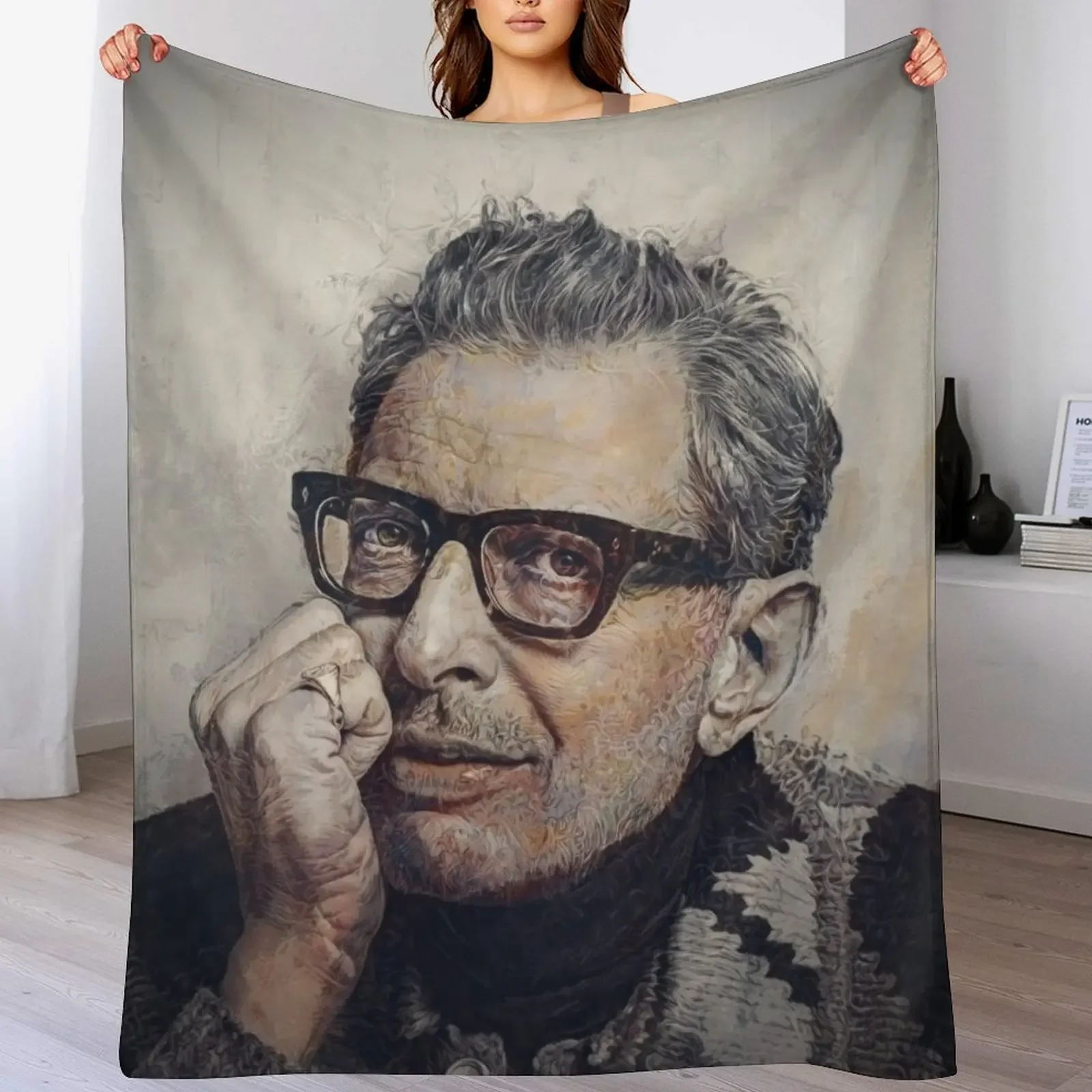 

Jeff Goldblum Illustration Throw Blanket Warm Plush Fuzzy Blanket for Living Room