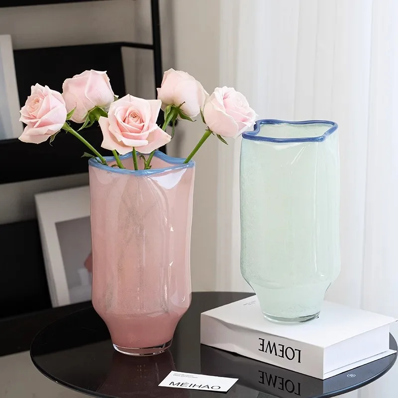 Vase Glass Flower Vase Large Caliber Super Good-looking French Light Luxury High Sense Home Decoration Ornaments