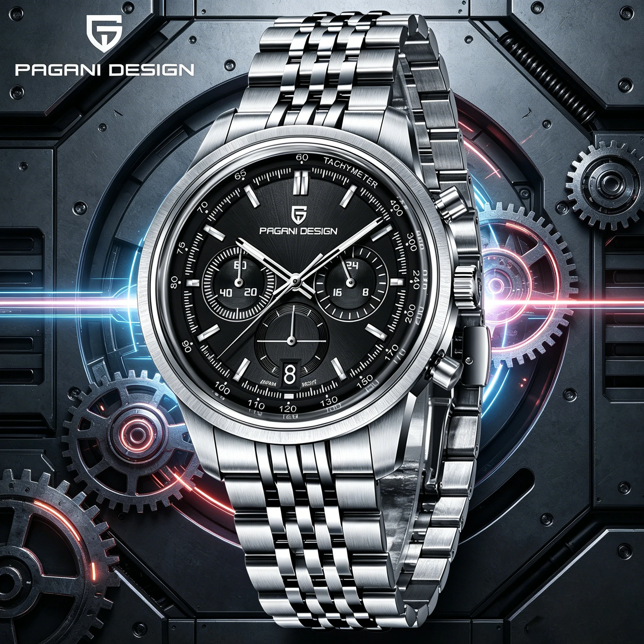 PAGANI DESIGN TMI VK63 Men's Quartz Watches 41MM Sapphire Stainless Steel Waterproof Luminous Chronometer Reloj Hombre