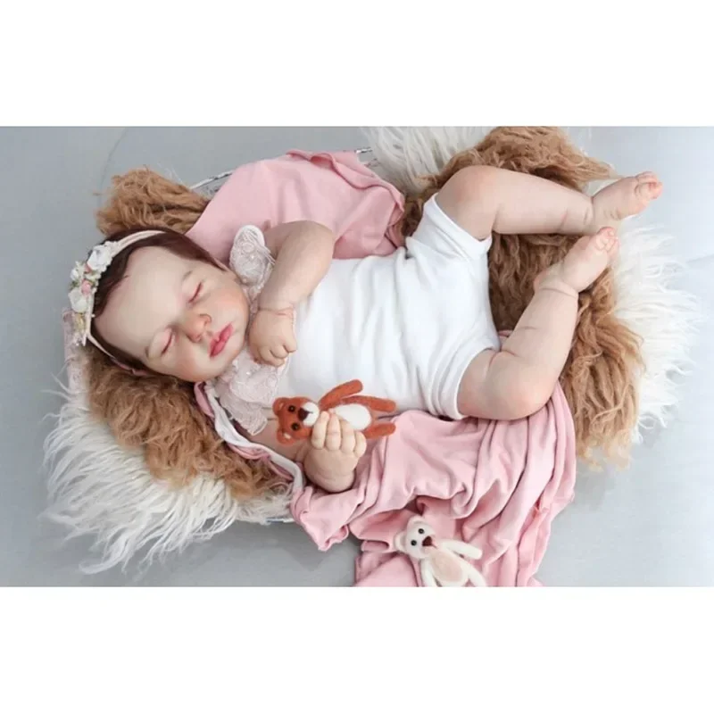 19-calowa silikonowa lalka Reborn Baby Doll Loulou z ręcznie ukorzenionymi włosami Realistyczna skóra 3D Widoczne żyły