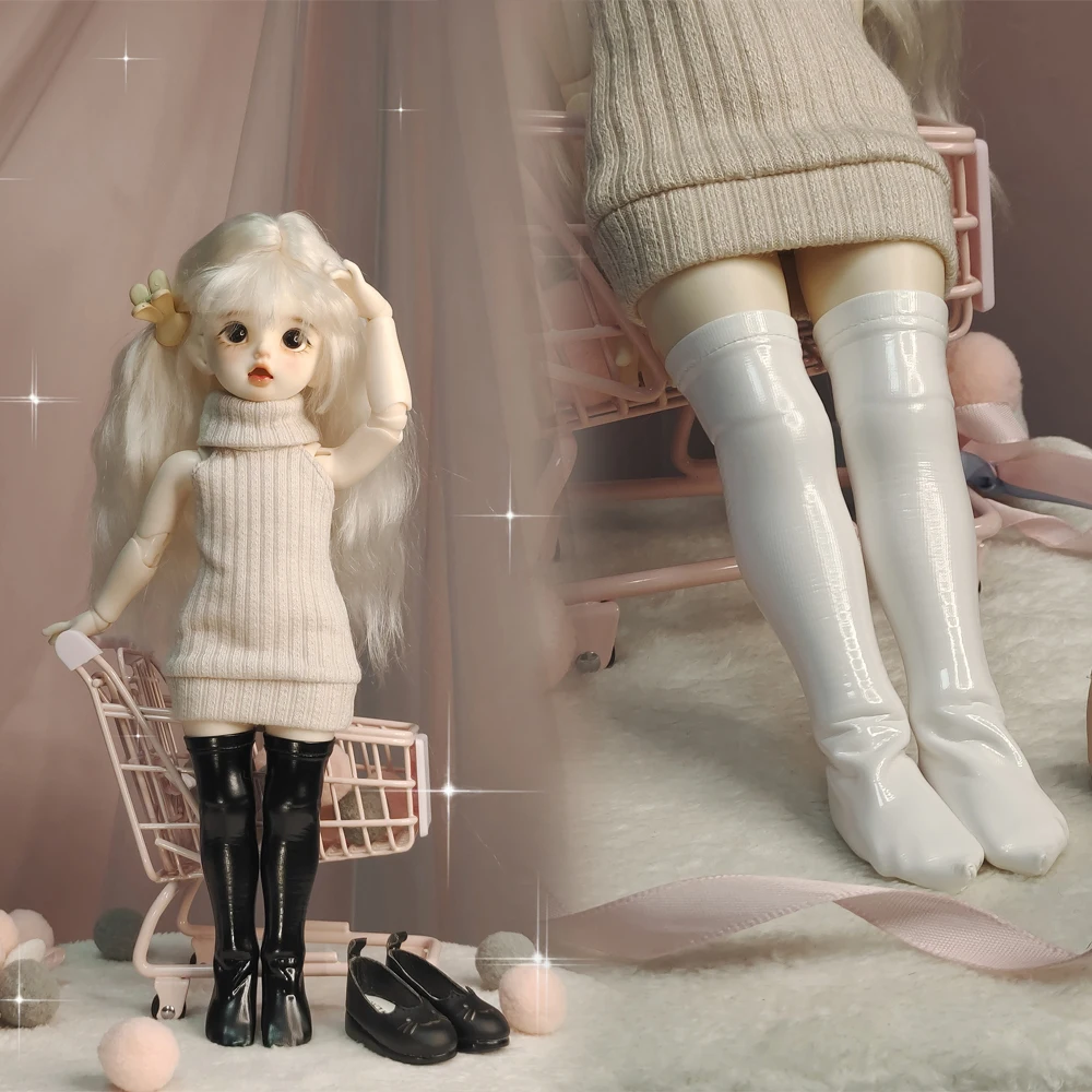 D04-B520 children handmade toy 1/6 doll BJD/SD doll's clothes knee length patent leather socks 1pair