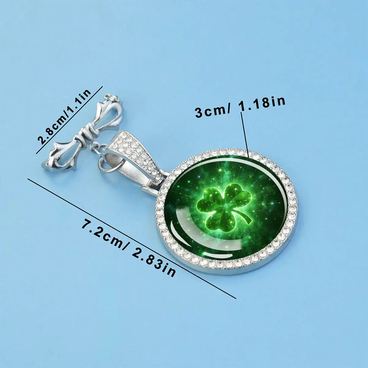 1pcs Four Leaf Clover Rhinestone Trim Brooch Lapel Pin Saint Patrick Irish Lucky Badge Scarf Hat Women Daily Fashion Outfit Deco