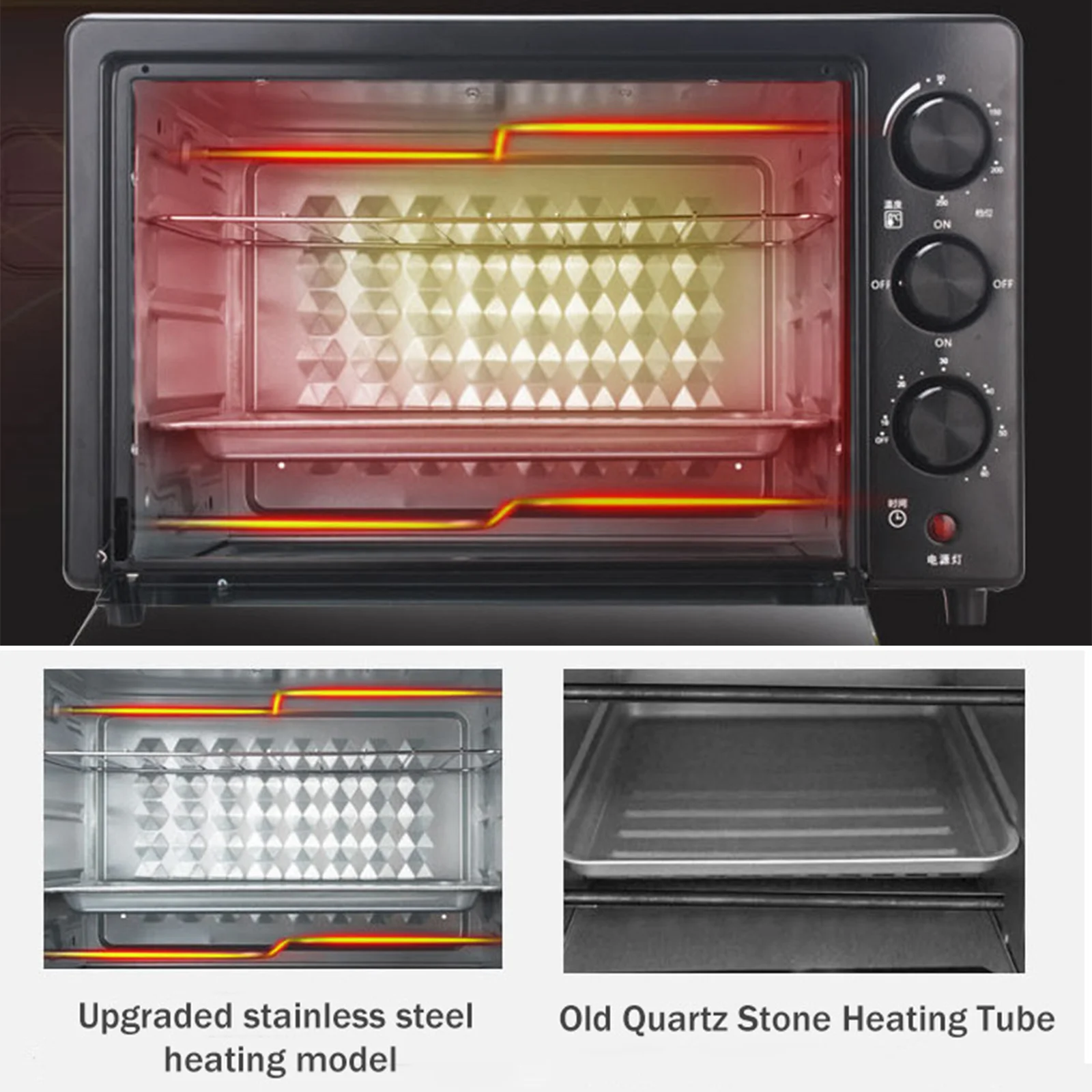 مقلاة كهربائية بفرن سعة كبيرة 1000 وات 22 لتر، خالية من الزيت، منزل أوتوماتيكي، مطبخ 360 درجة °   فرن حراري محضر أغذية الأطفال
