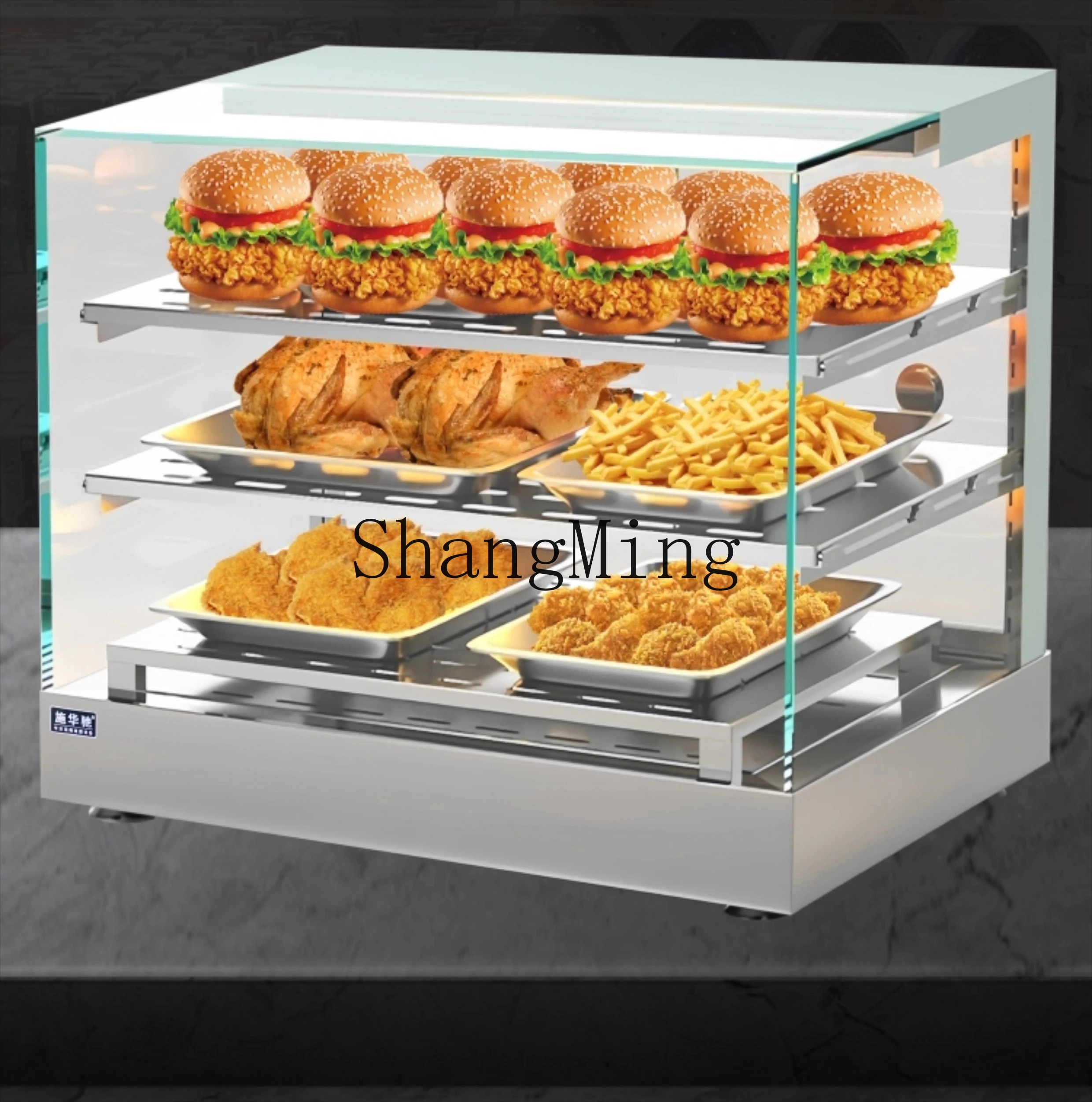 حاضنة الدجاج المقلي الزجاجي لسطح المكتب التجارية ZYY، خزانة عرض صغيرة لتسخين الطعام بدرجة حرارة ثابتة