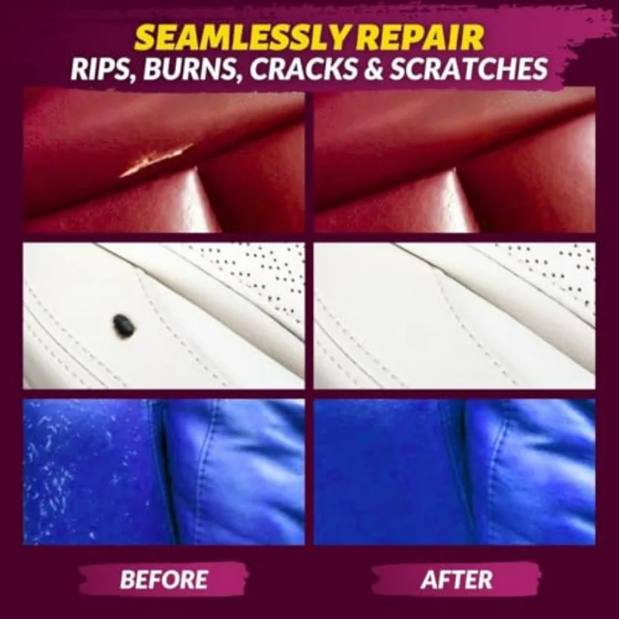 Leather and Vinyl Repair Kit Fix Tears, Holes, Scratches, and Peeling on Leather and Vinyl Furniture, Car Seats, and Jackets Ea view 3