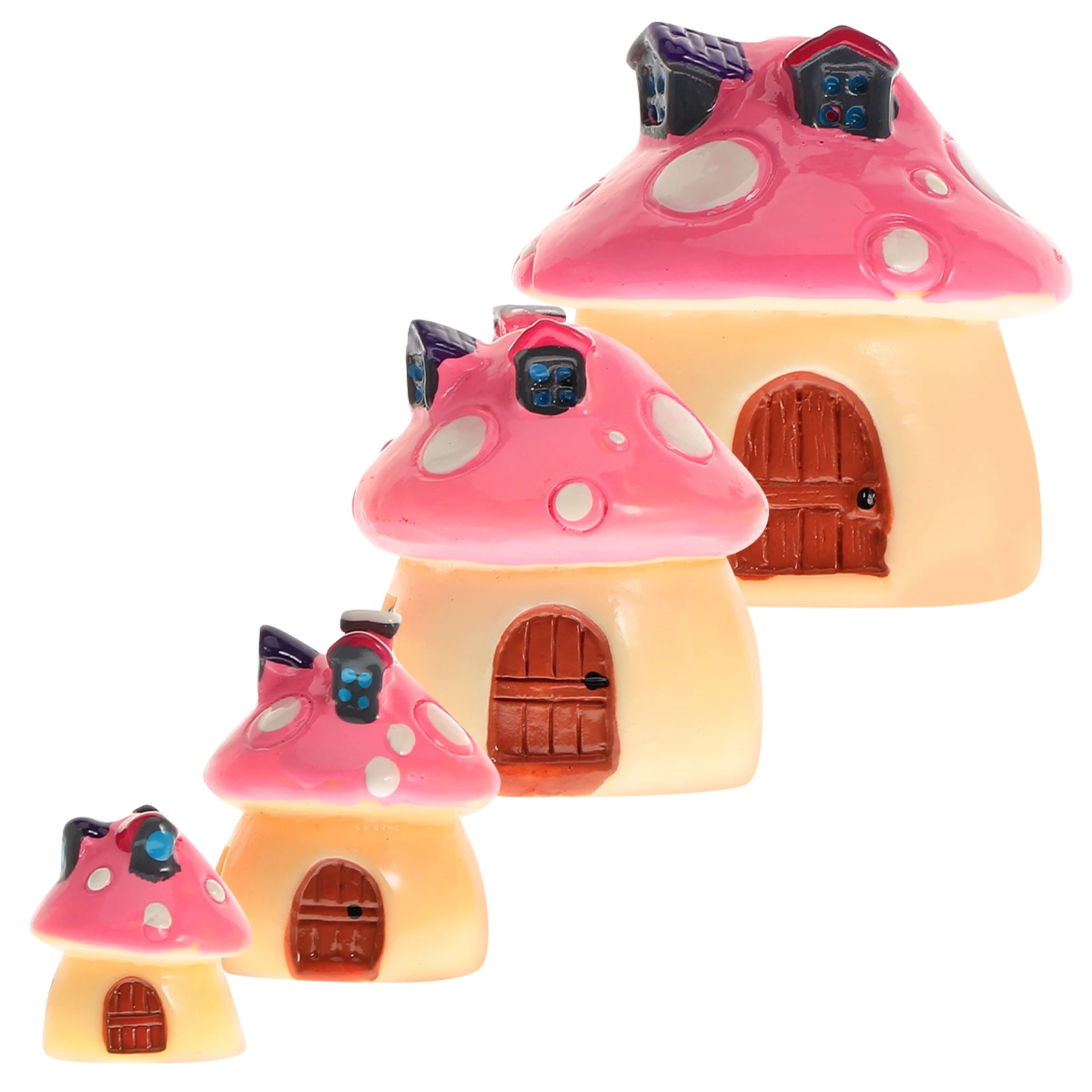 

4 Pcs Plant Plant Decor Resin Mushroom House Resin Craft for Garden Plants Decor Micro Landscape Accessory Statue