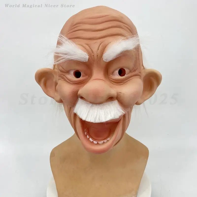 

Забавная маска старика, реалистичные лысая мужская маска, морщины, полная голова, латексный реквизит, Хэллоуин, косплей, аксессуары для латексных масок для пожилых людей