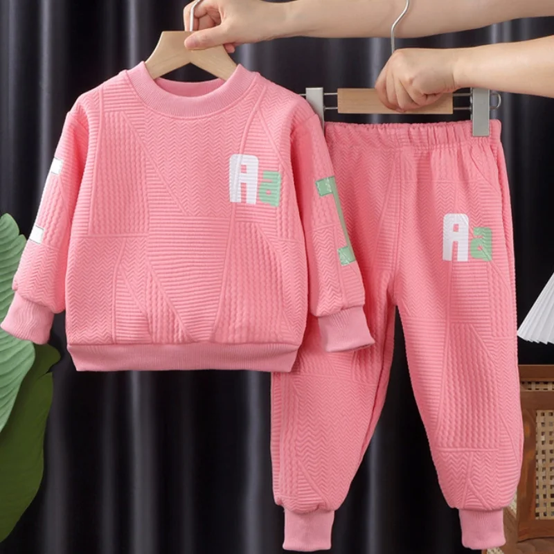 

Boys Sweatshirts +Pants Kids Suits 2PCS/Set Cotton 2024 Pink Spring Autumn Cotton Tracksuit Sport Christmas Gift Children Clothi