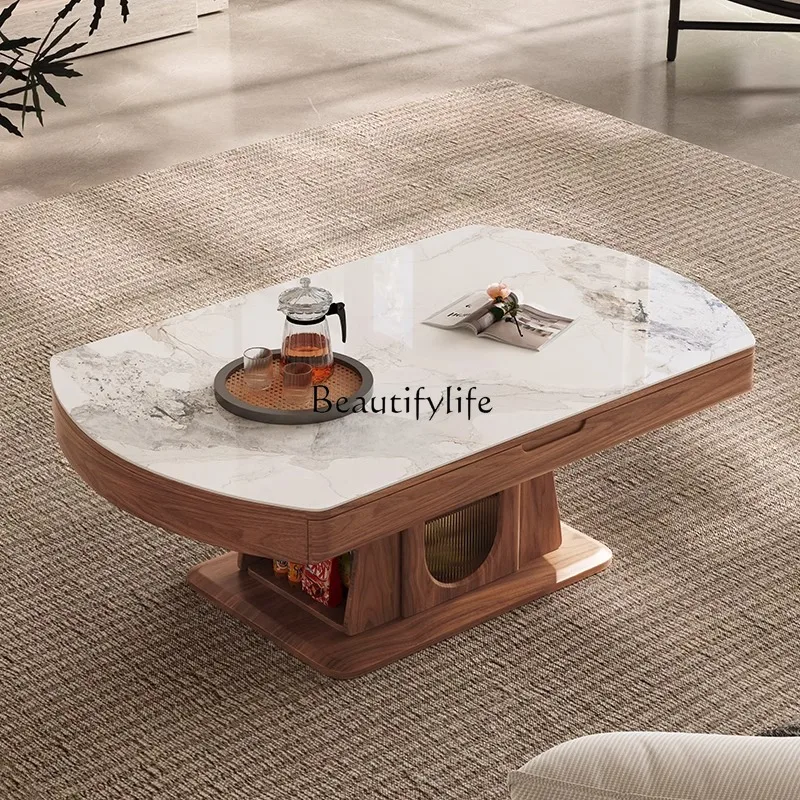 *Intelligent lifting rock slab coffee table dining table dual-purpose