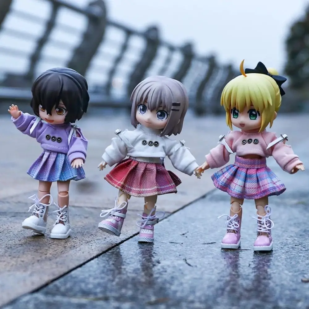 

Crop Hoodie Ob11 Sweatshirt Set Obitsu11 Dress Handmade Doll Striped Skirt Dress Up Casual Wear Doll Clothes Doll Accessories