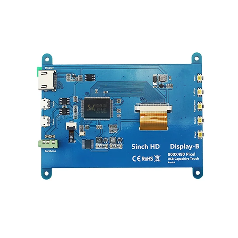 

5" LCD Capacitive Touch Screen IPS Display For Raspberry Pi 4B/3B Zero/Zero W/Zero WH+ Computer Monitor