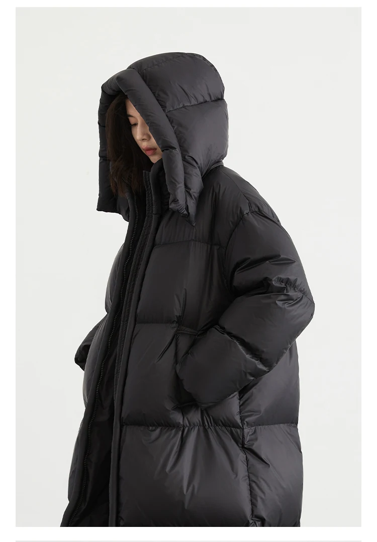 CHIC VEN Women Long Down Coats Hooked Loose New Solid Woman Down Jacket Thick Soft Warm Female Overcoat Autumn Winter 2025
