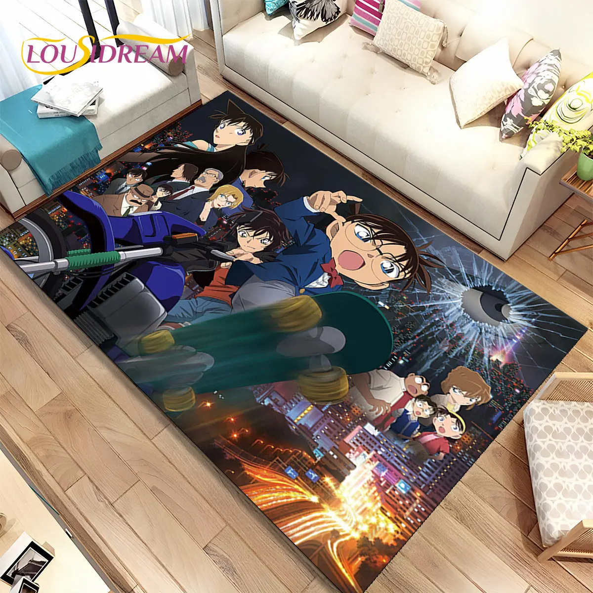 

Anime Detective Conan Cartoon Area Rug Large,Carpet Rug for Living Room Bedroom Sofa Doormat Decoration, Kid Non-slip Floor Mat