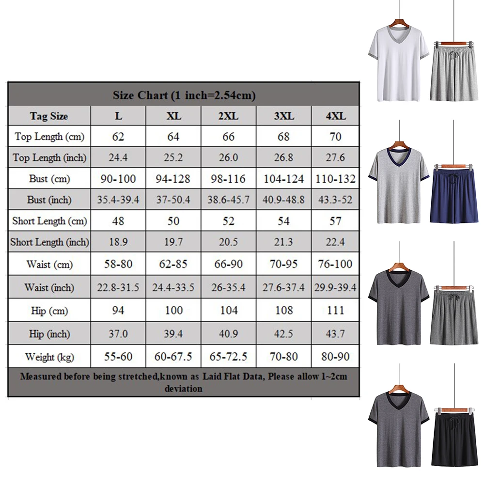 Men Modal Short Sleeve T-shirt Shorts Pajamas Homewear Cold Feeling Thin Set Soft Sleep Summer Men's Sportswear Fitness Clothes