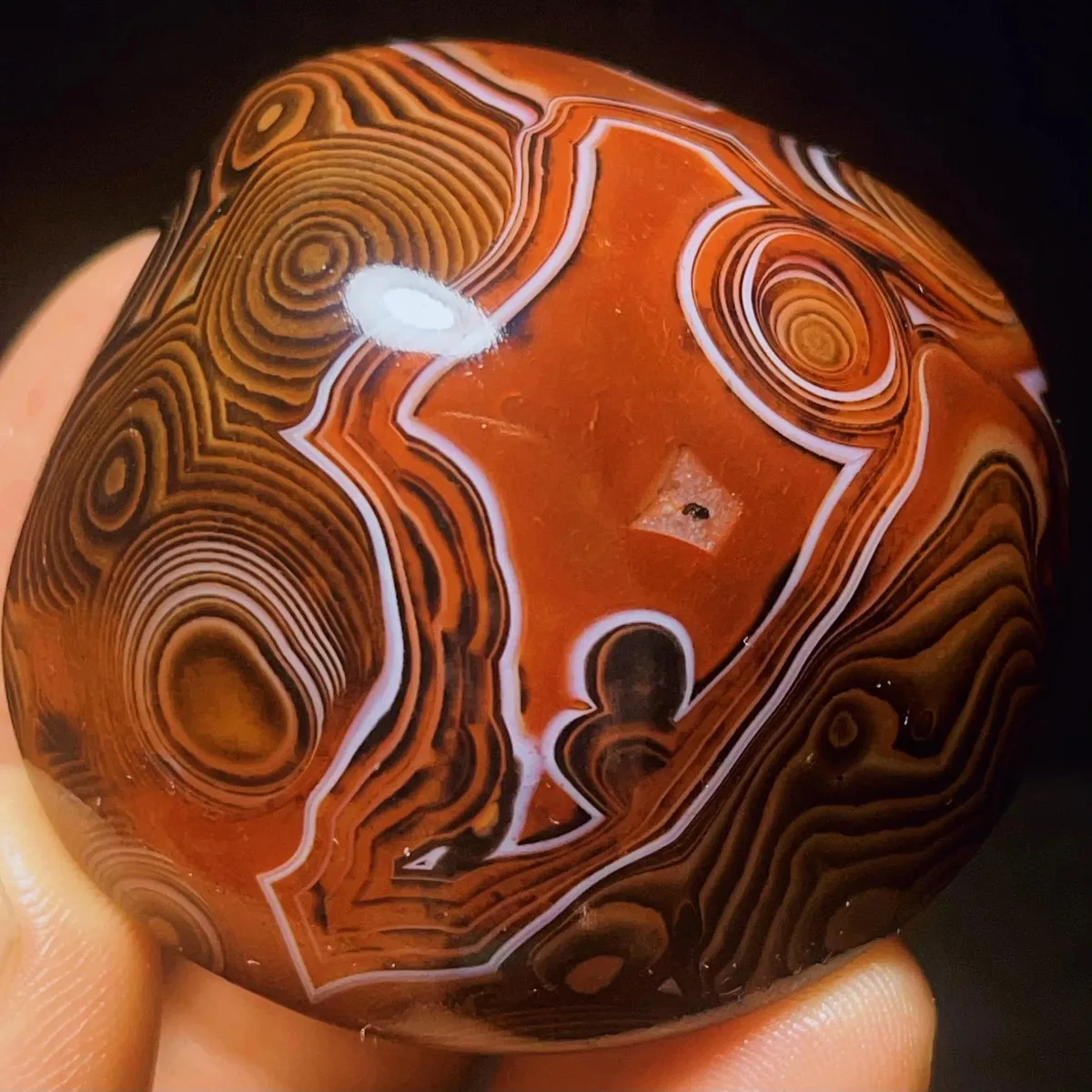 Crystal Clear Banded Agate Palm Stone, Tumbled Polished, Multi Color, Crystal Display, Natural Stone, Table Display