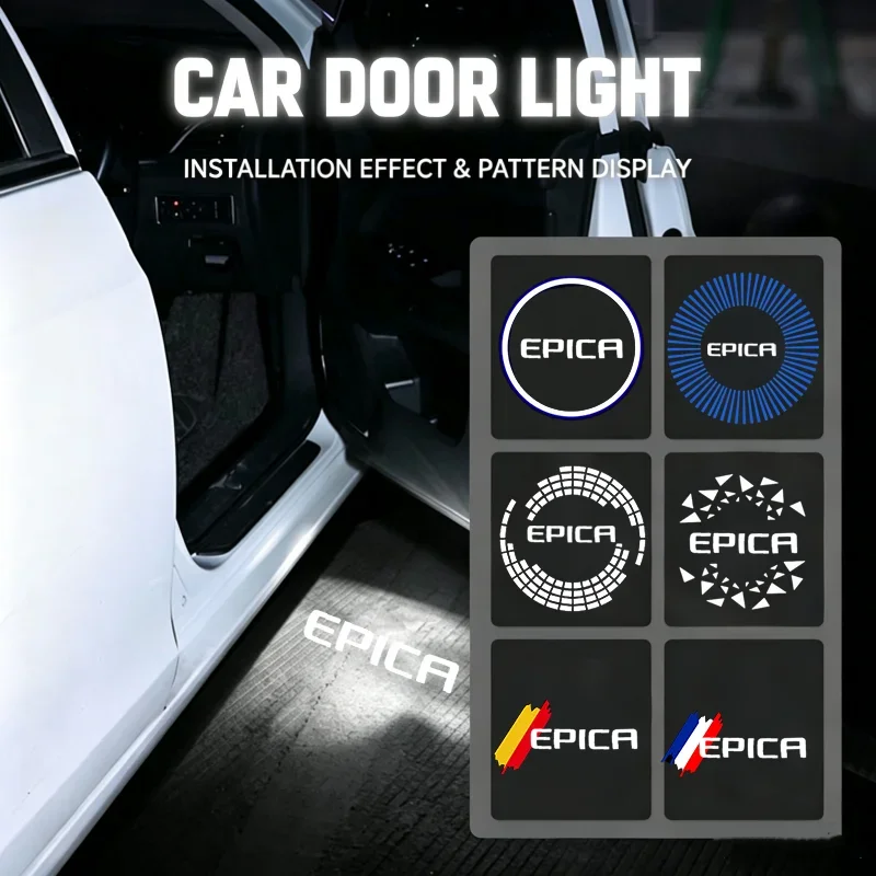 2Pcs For Chevrolet Epica Logo 2007-2013 LED Projector Car Door Welcome Lights Atmosphere Lamp Auto Decor Replacement Accessories