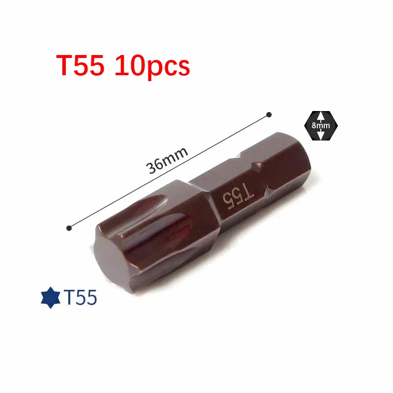 Imagem -06 - Short Magnetic Multi-purpose Hex Chave de Fenda Bits Heavy Duty Impacto Torx T20 T25 T27 T30 T40 T45 T50 T55 16 mm Peças 10