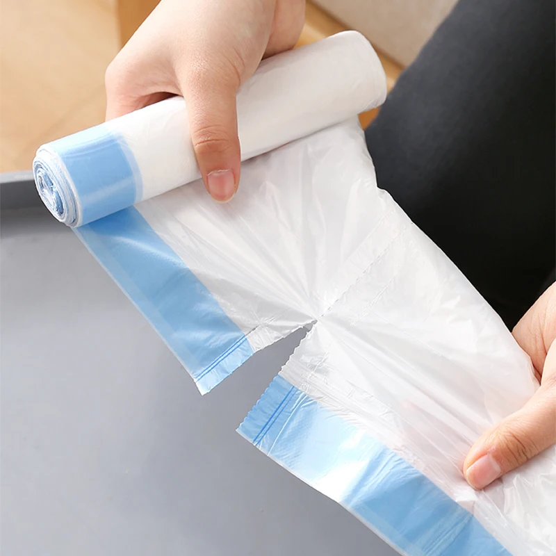 45X50 Household Garbage Bag Drawstring Large Kitchen Garbage Storage Bag Thickening Portable Pull White Plastic Bag