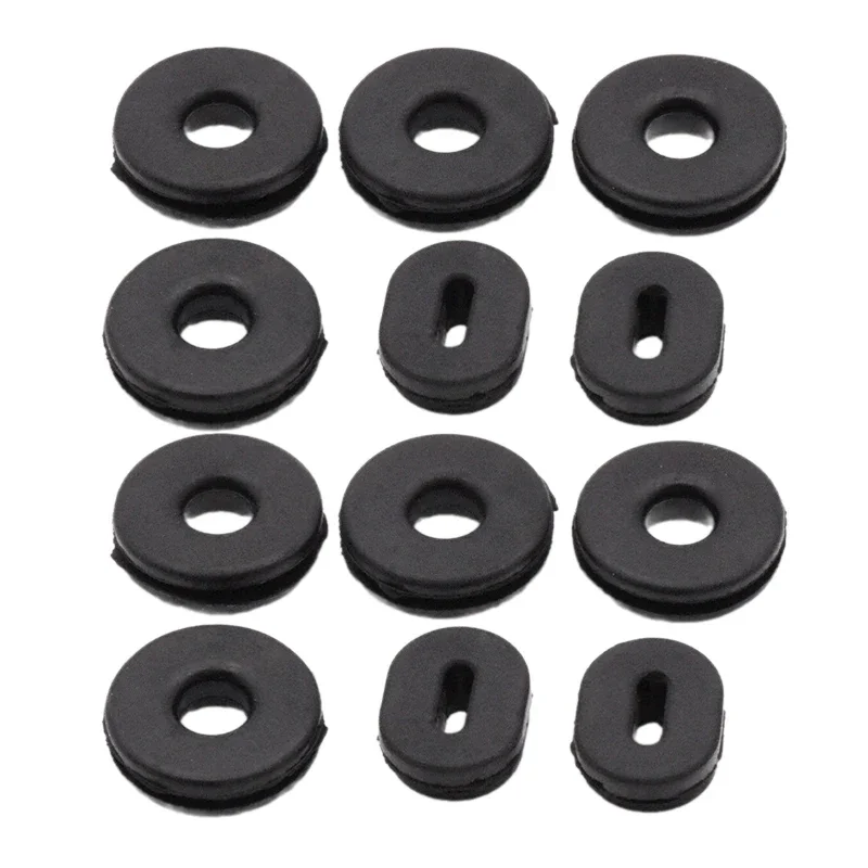 12 stks/set Motorcycle Body Side Cover Zwart Rubberen Tule Kuip Washer Bouten Vaste Rubberen Ring Motorfiets Exterieur Accessoires