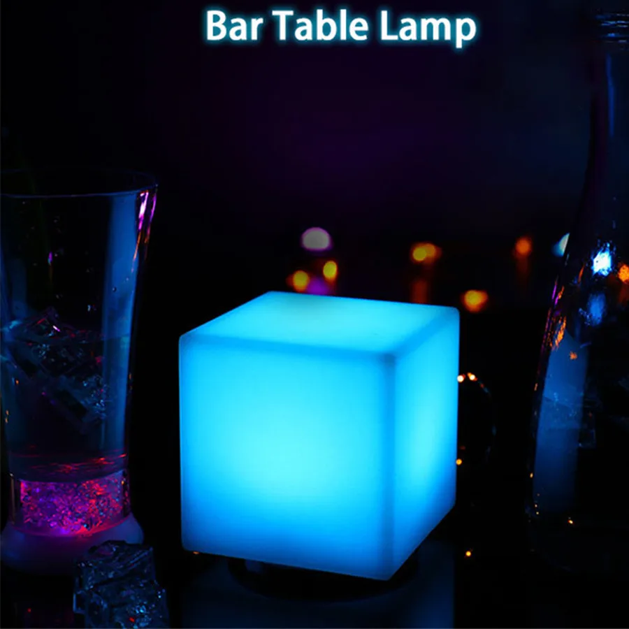 Battery Powered LED Glowing Cube Night Lights Remote 16 Colors Bar KTV Hotel Table Chair Lamps for Wedding Party Garden Decor