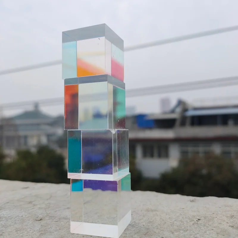 2PCS 2.2x2.15cm Educational Optical Glass Prisma Defective Cross Dichroic X-Cube Prism RGB Combiner Decoration Glass Prismas