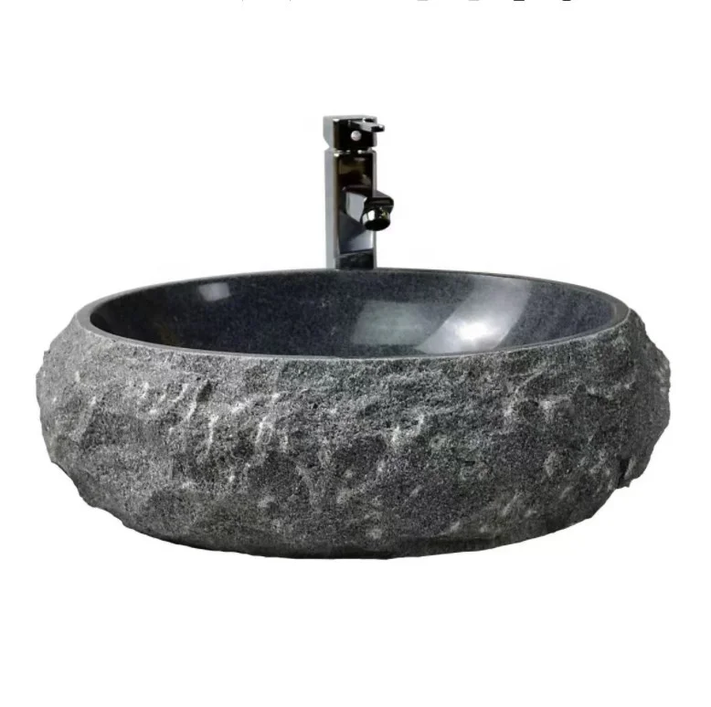 Natural Oval Marble Stone Classic Beige Garden Park Outside Out Natural Split Finishing Surface Hands Washing Area Basin Sink