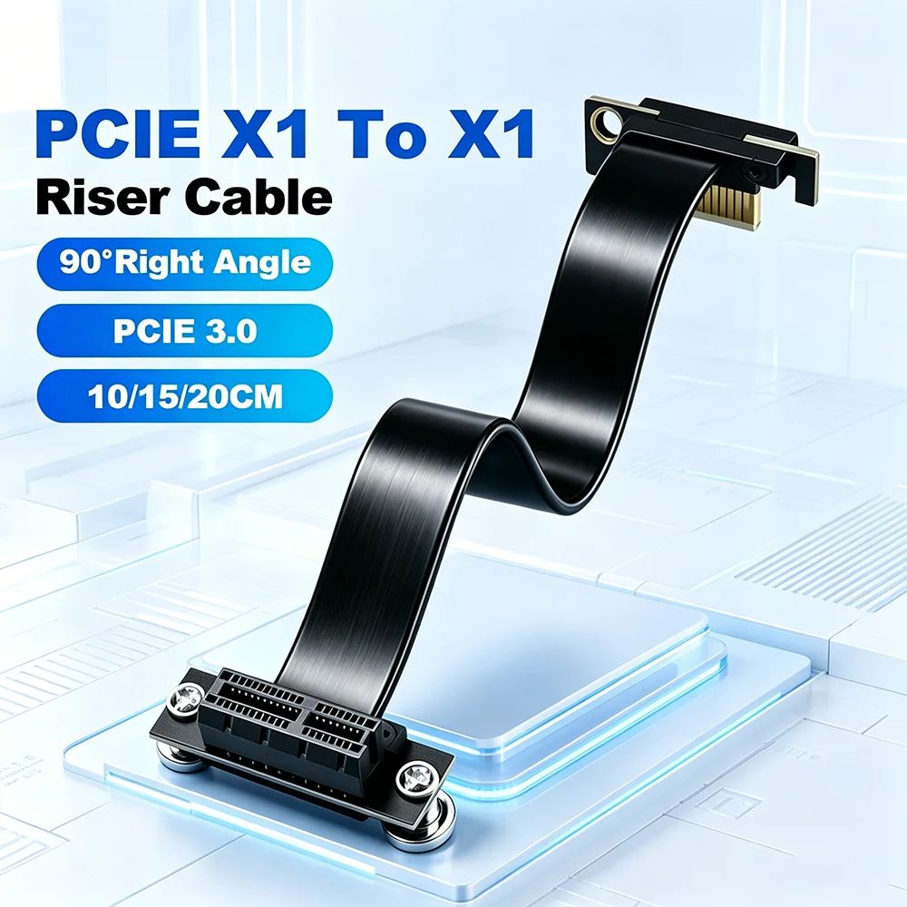 PCIE 3.0 X1 Riser Cable 90 Right Angle X1 To Motherboard X1/4/8/16 PCIE Extend Cable for WiFi Adapter Ethernet Card Sound Card