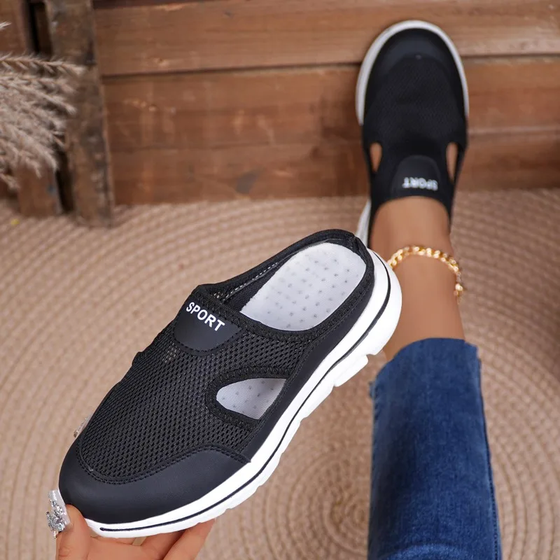 New Hot Women\'s Slippers Fashion Large Size Casual Slippers for Woman Thick Sole Mesh Breathable Single Shoes for Ladies Sneaker