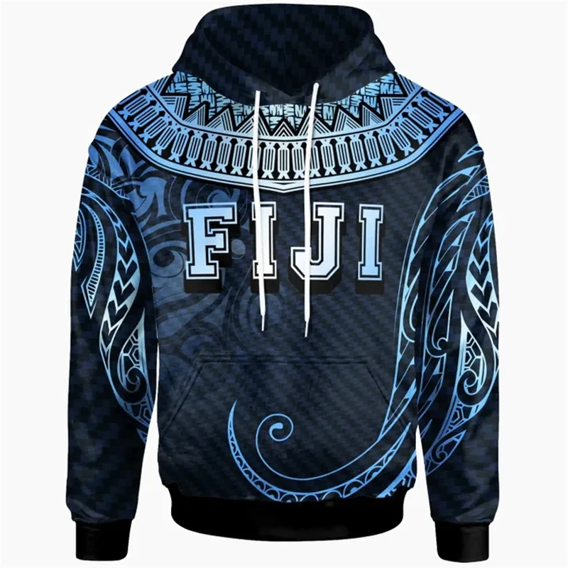 Vintage Fiji Flag Street Print Clothing Men Hip Hop Hooded Sweatshirt Fashion Hoodies Fijian National Emblem Oversized Pullovers