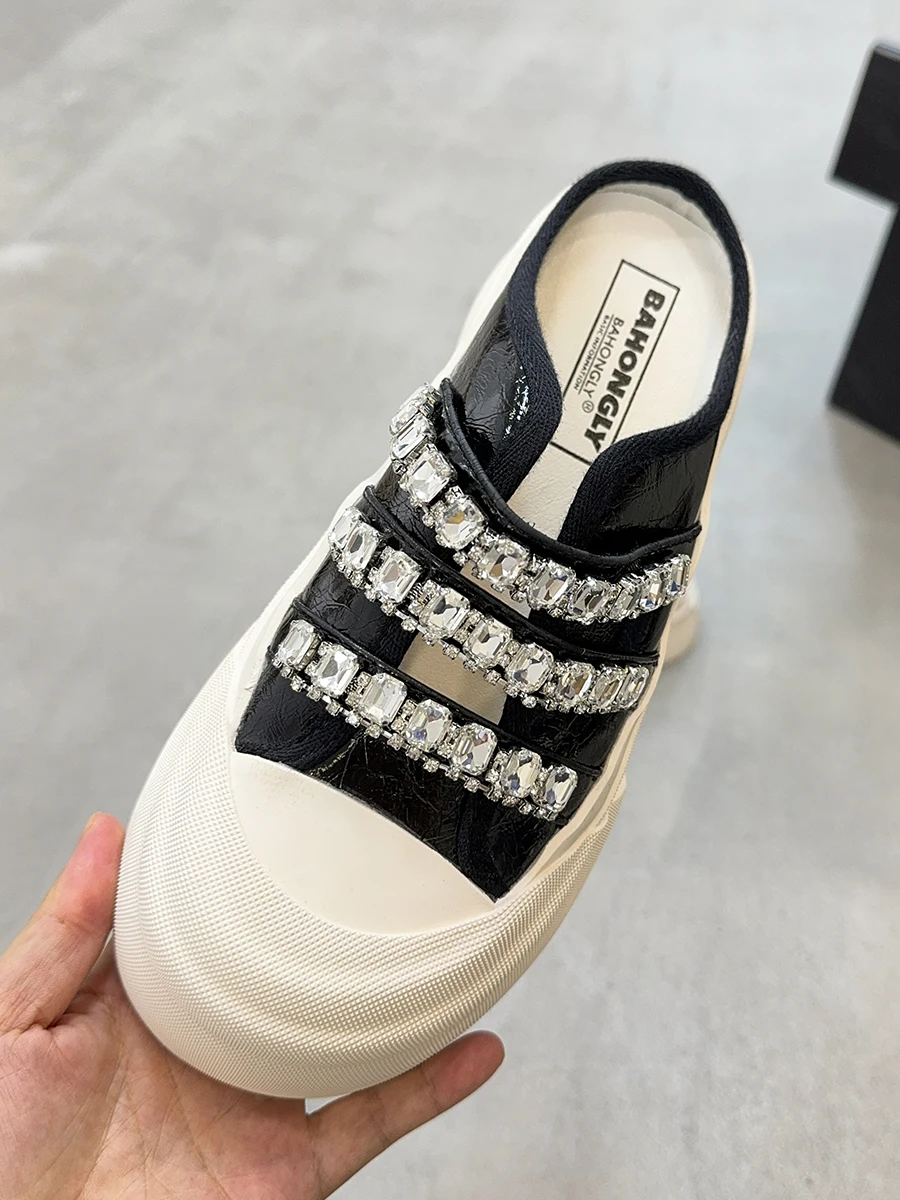 Rhinestone rekreacyjne wulkanizowane trampki damskie niskie góry w ciąży półkapcie wysokiej jakości wsuwane płaskie Casual wygodne mokasyny