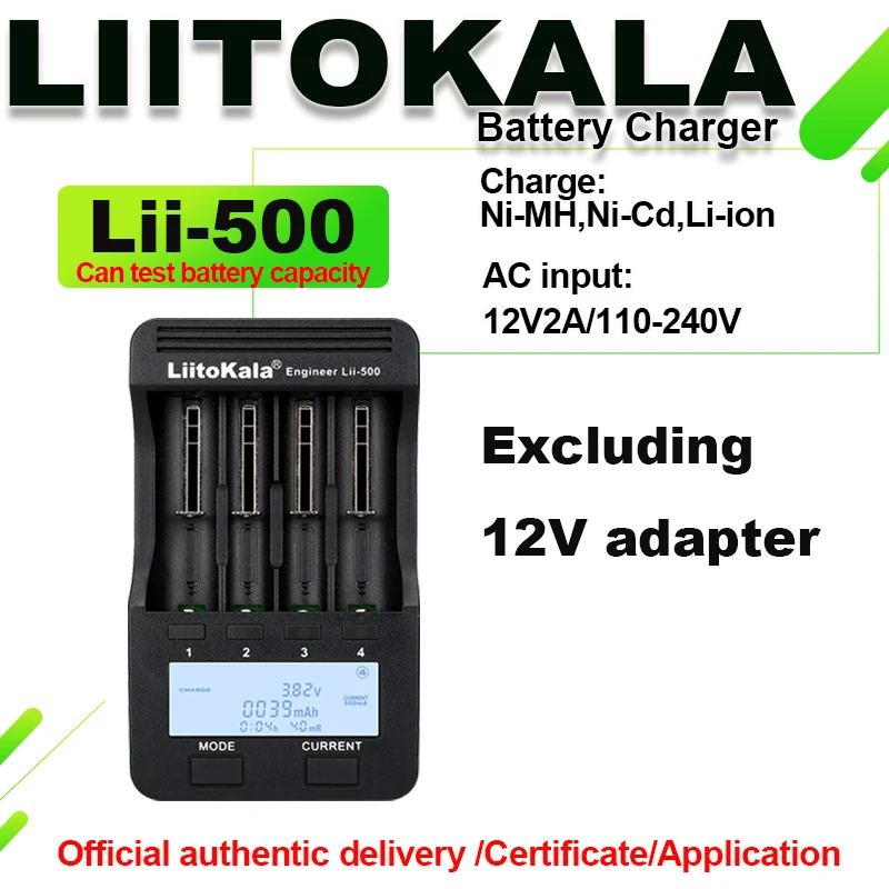 LiitoKala 18650 Carregador de bateria para bateria Li-ion 3.7V e NiMH 1.2V adequada para 18650 26650 26700 AA
