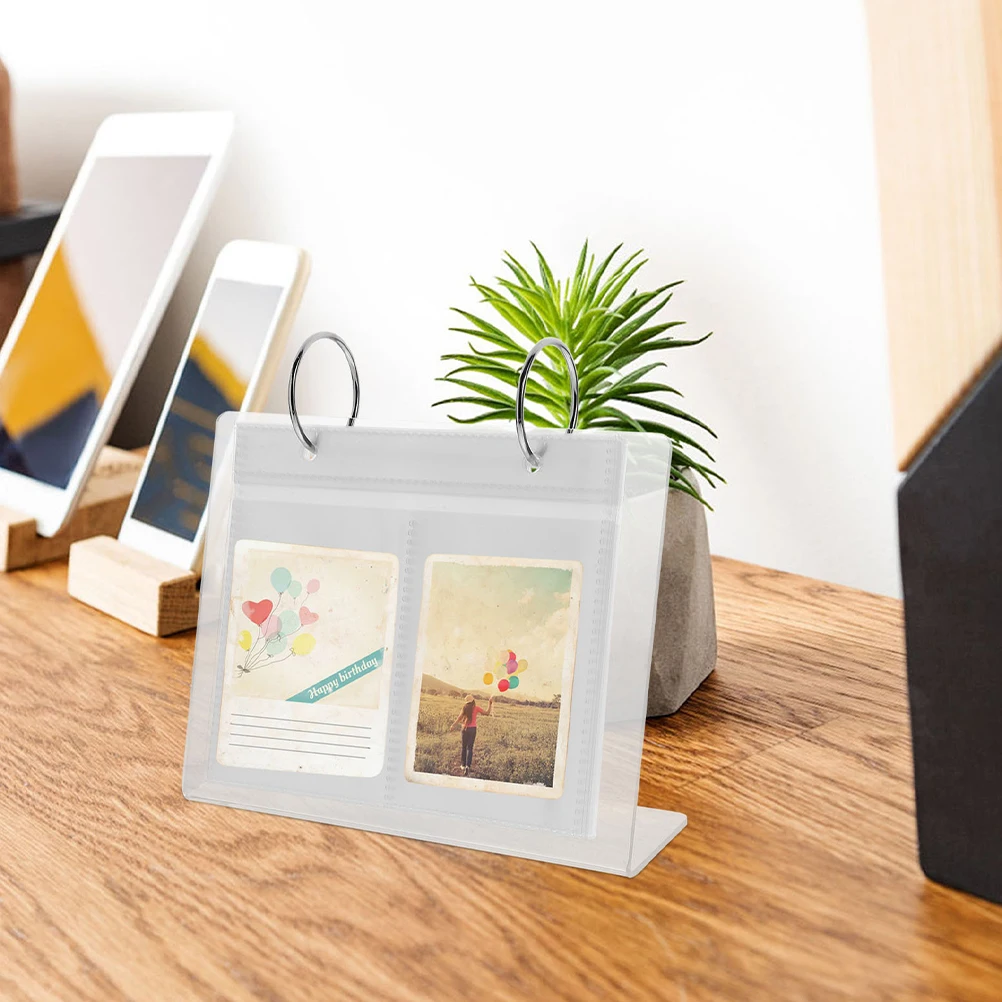 

2 Pcs Acrylic Photo Album Desk Holder Picture Desktop Stands Flip Display Storage Booklet for Office Clear Frame