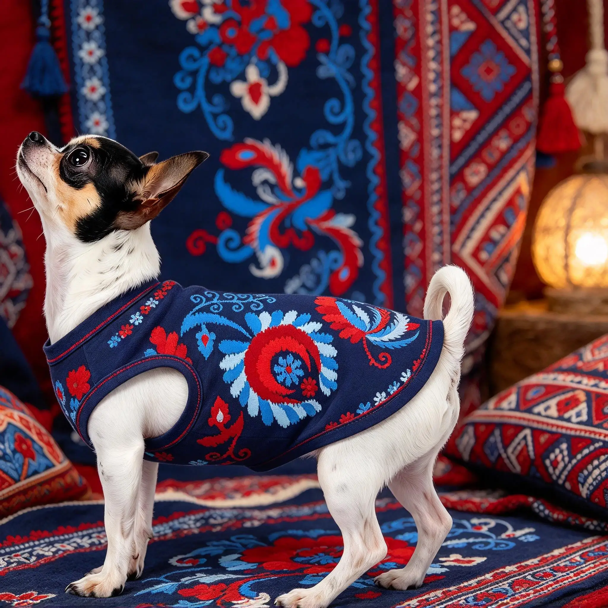 Vintage Ethnic Faux Embroidery Floral Patchwork Print Pet Sleeveless Vest Bohemian Stylish Dog Shirt for Puppy Kitty