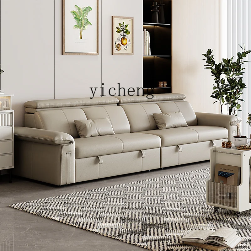 

ZC high-box storage sofa living room, simple and modern straight-row box-type large-capacity storage leather art sofa