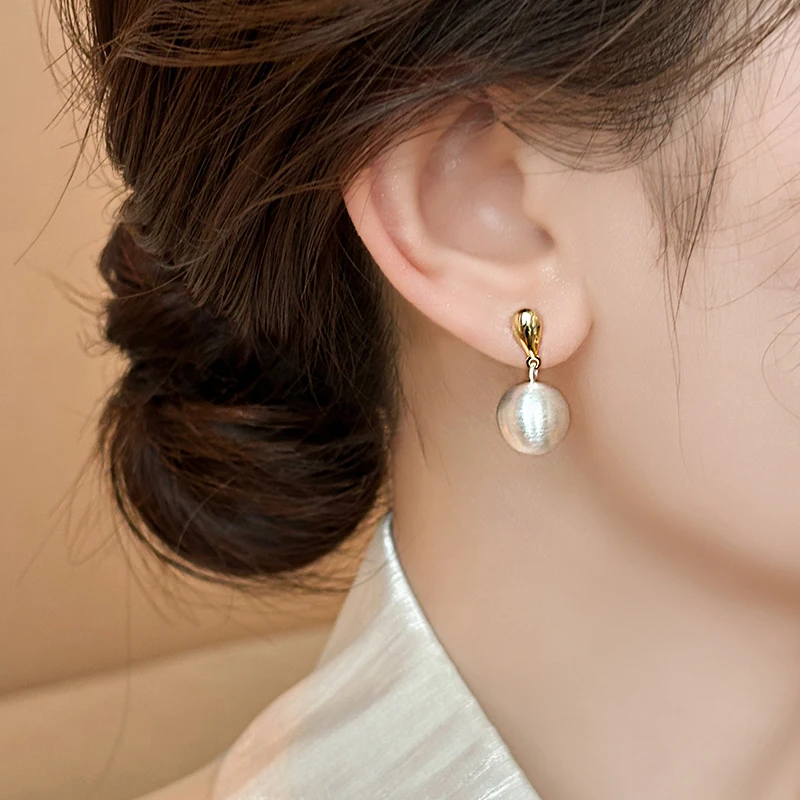 New Fashionable Four Seasons Cold Wind Copper Multi Color Geometric Brushed Ball Earrings for Women's Daily Wear Jewelry 2024 image 5