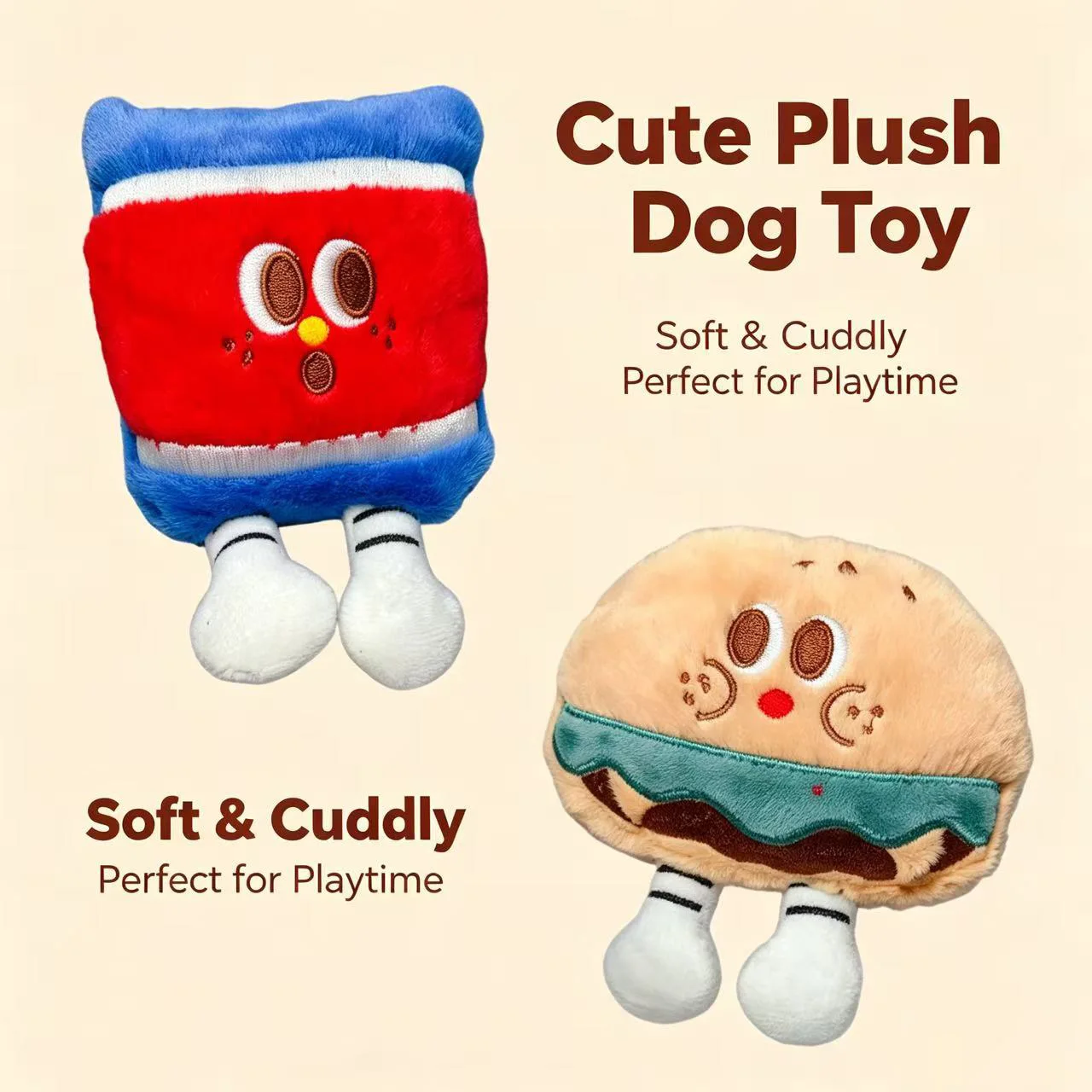 Juguete peluche sonoro para perros y cachorros - Hamburguesa - imagen 4