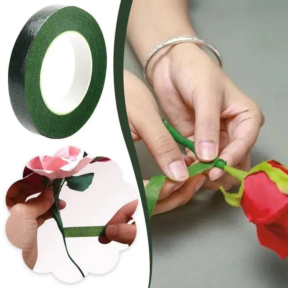 1Pc 20m Self-adhesive Bouquet Floral Stem Green Tape Flower Supplies Wrapping Florist Artificial Decor Green Tapes DIY Flow H1H0