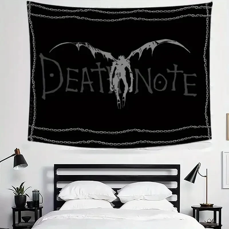 VIKAMA Anime Death Note Wandteppich Ryuk Gothic Schwarz Wandbehang Ästhetischer Hintergrundstoff für Heimdekoration