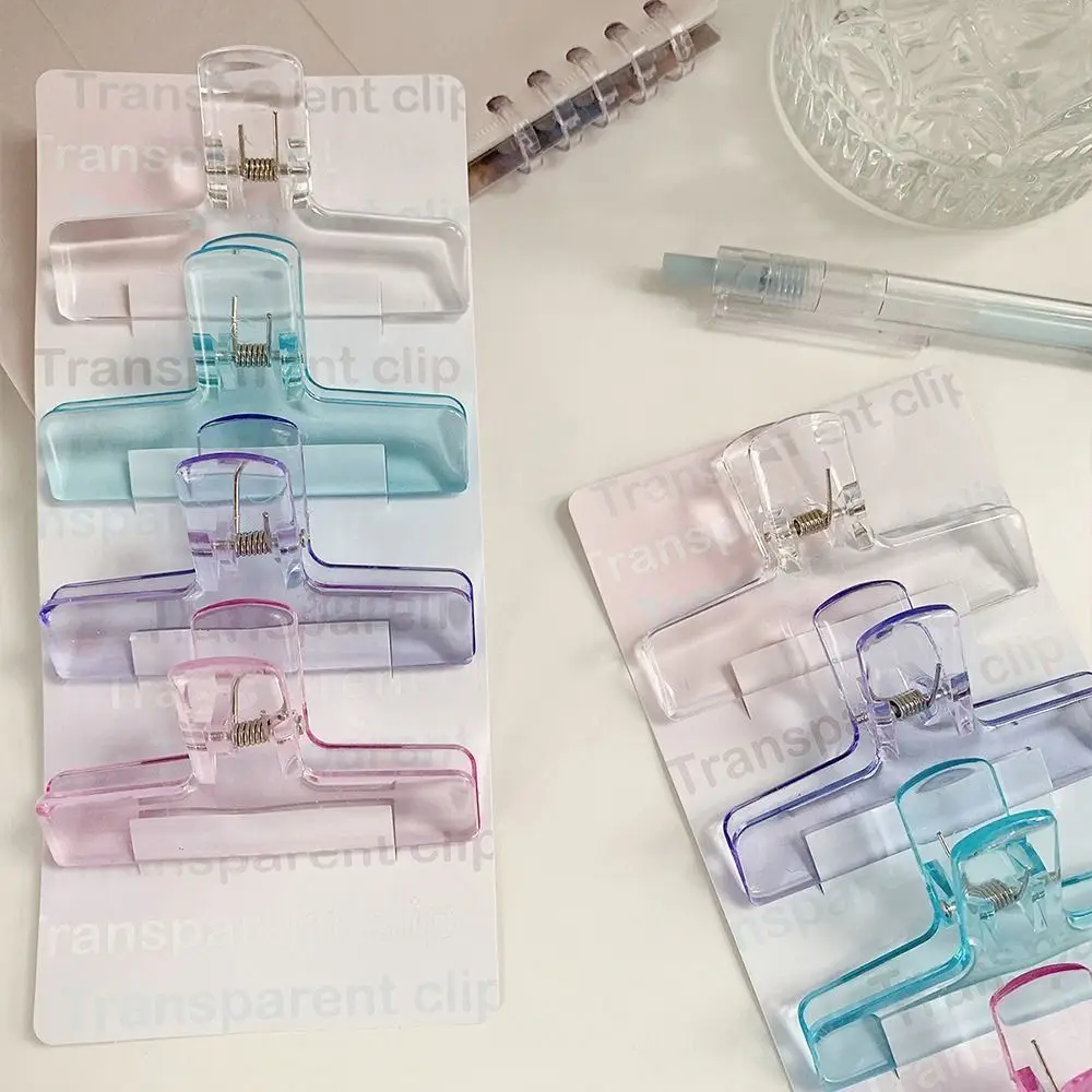 Transparent Korean Dovetail Clamp Office School Test Paper Bookmark Binder Paperclips Memo Clip Page Holder Fixing Clips