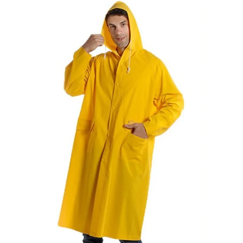 

Длинный водонепроницаемый плащ-дождевик - утолщенная непромокаемая одежда для промышленных и уличных работ, ветровка с капюшоном для патрульной службы