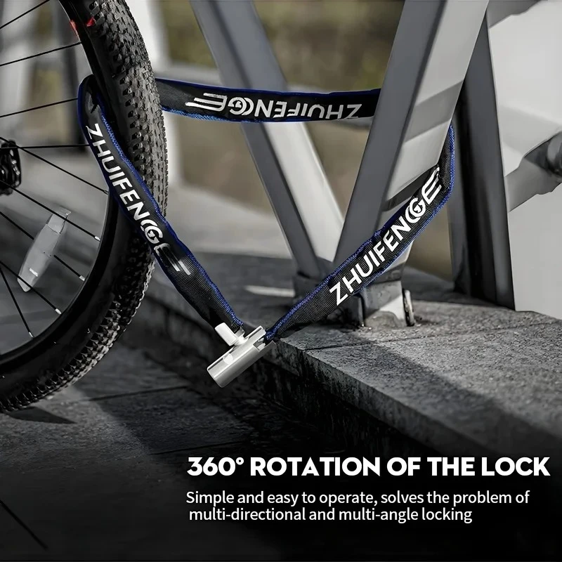 Bike Chain Lock 65cm 250g Ultra Lightweight Portable Anti-Theft Zinc Alloy Fabric Wrapped Bicycle Security Lock MTB Road Cycling image 5