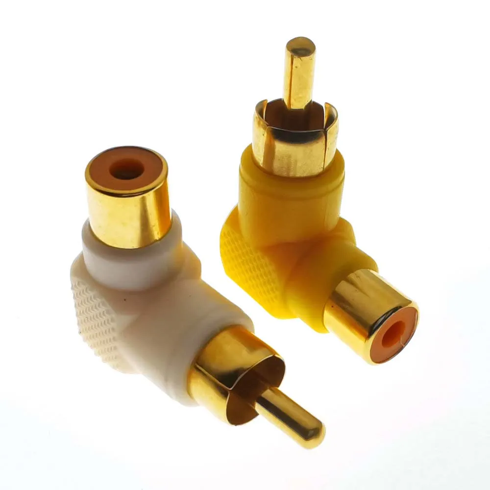 RCA Plug Converter L Splitter Right Angle Gold Plating 90 Degree RCA Connector Plug Audio Adapter Male To Female RCA Adapter