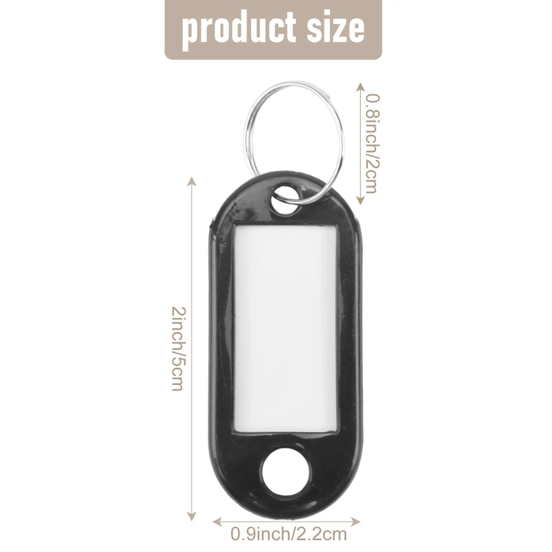 160 Pcs Key ID Label Tags Split Ring Keyring Keychain Black