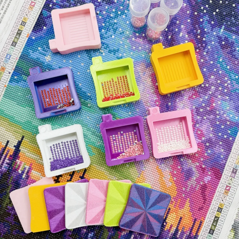Sealed Lid Mini Waist‑Style Diamond Painting Tray, Rhinestone Sorting Plate Smooth Non‑Jamming Easy Pick Drill Tray DIY Supplies