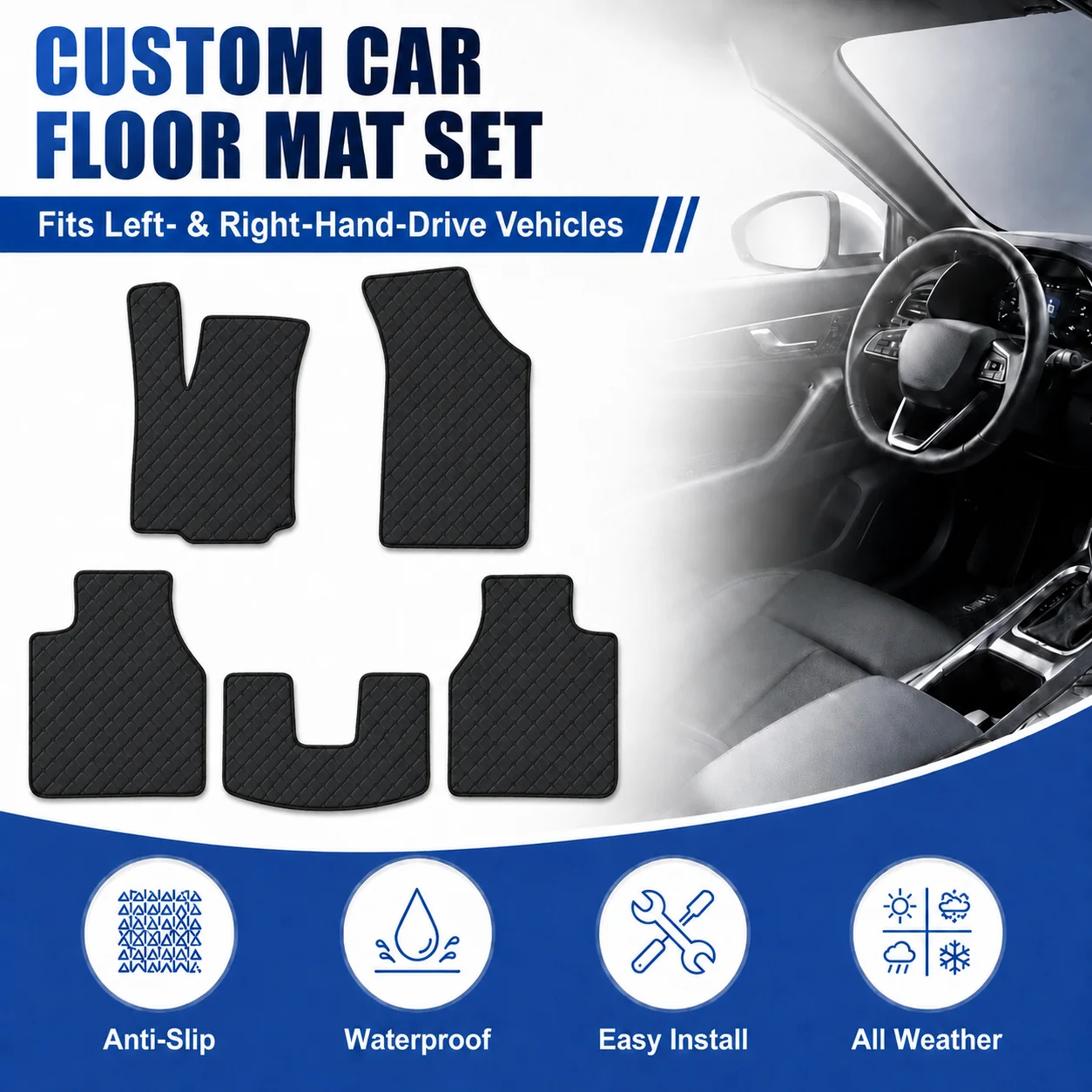 Customized Car Floor Mats for Bentley Flying Spur 2013–2019 All-Weather Waterproof Flat Floor Liners Full Set Auto Accessories
