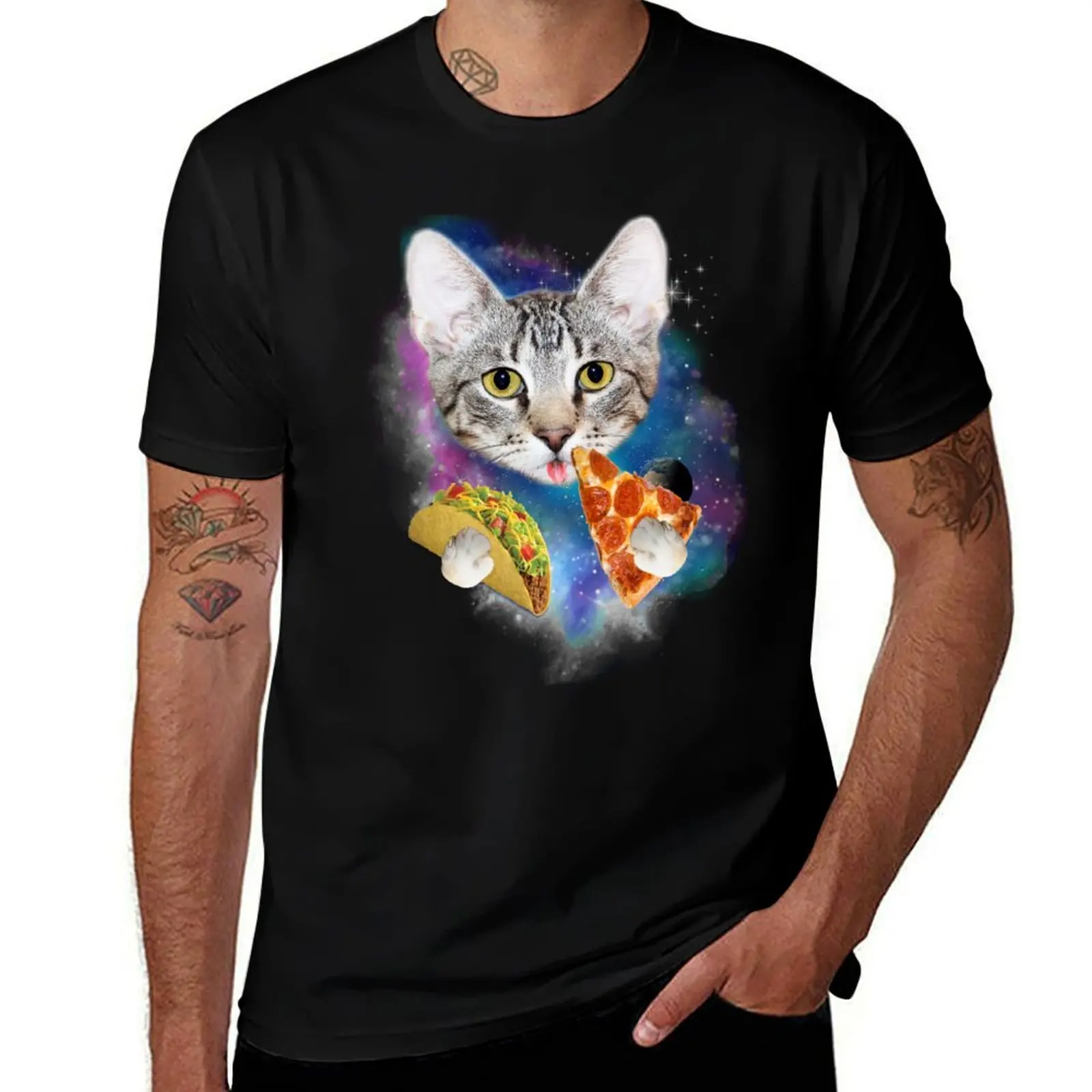 

Cat Eat Galaxy Shirt Pizza Cat Taco | Space Funny Shirt and T-Shirt Big and Tall Crew Neck Tee