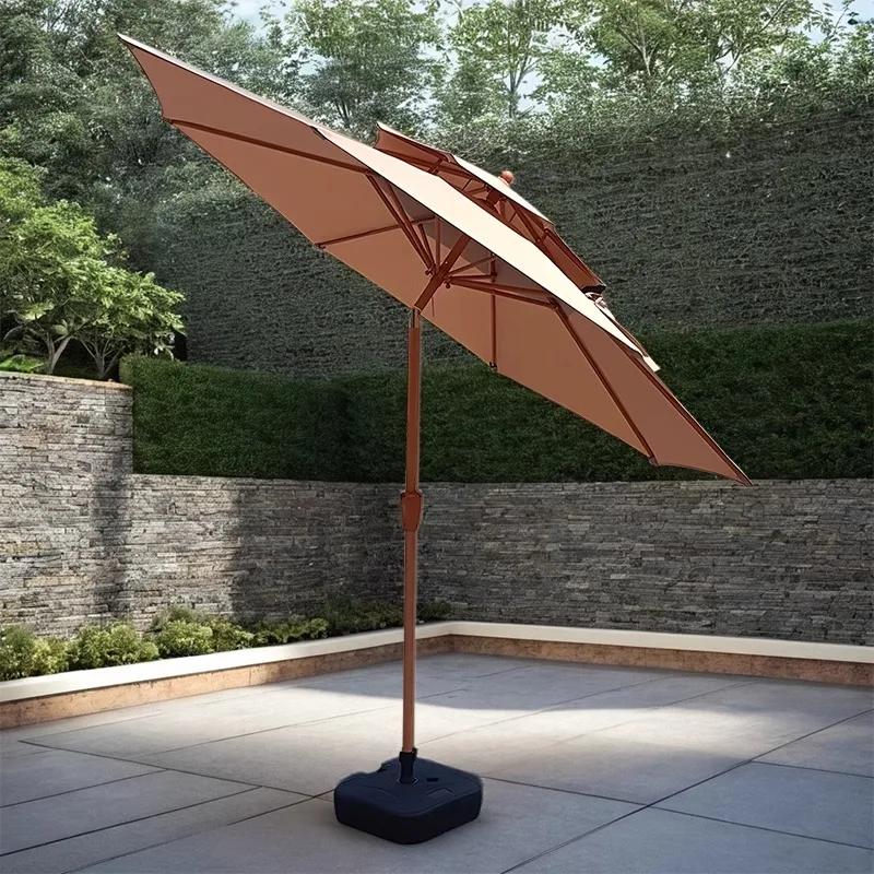Shake Head Turnable Large Sun Umbrella Elbow Courtyard Terrace Decoration Sunshade Stall Rain Umbrella