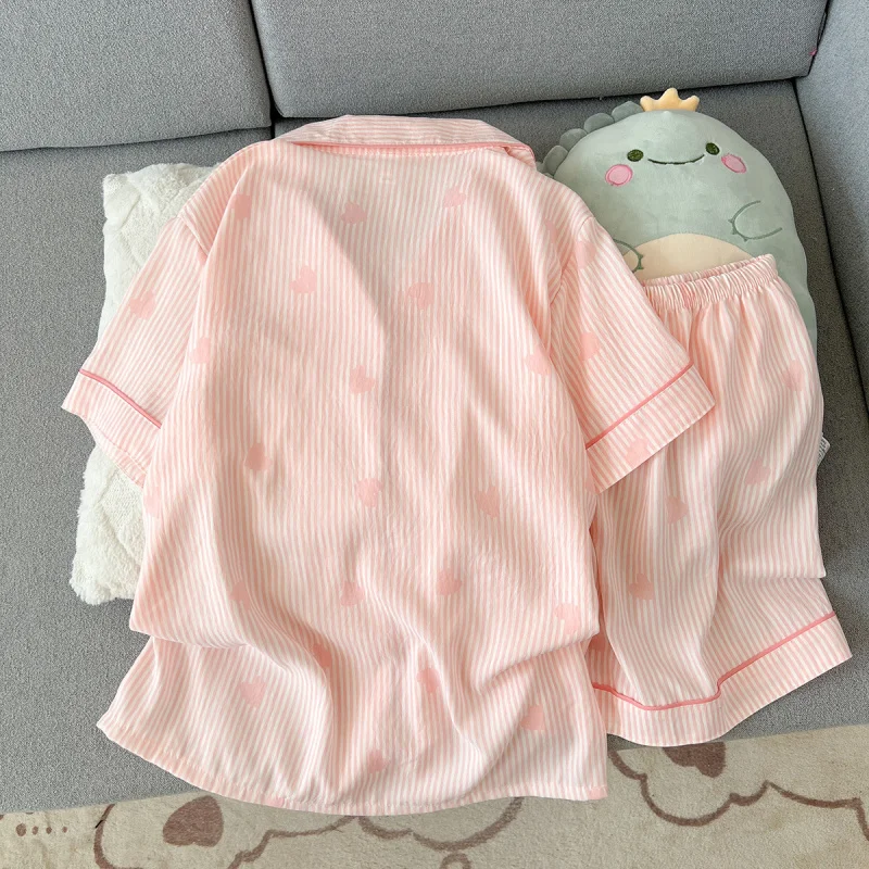 2Summer short-sleeve cloud cotton pajama set for women, comfortable and trendy, shorts suitable for wearing outside, home wear s
