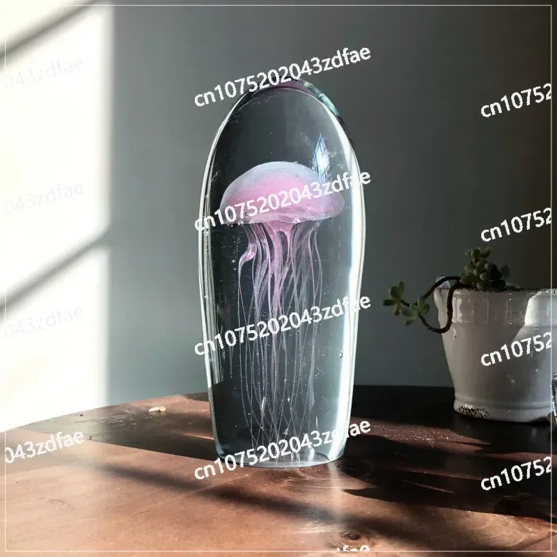 Glass Nordic Mediterranean Soft Furniture Home Decor Light Luxury Home Decor Crystal Luminous Jellyfish